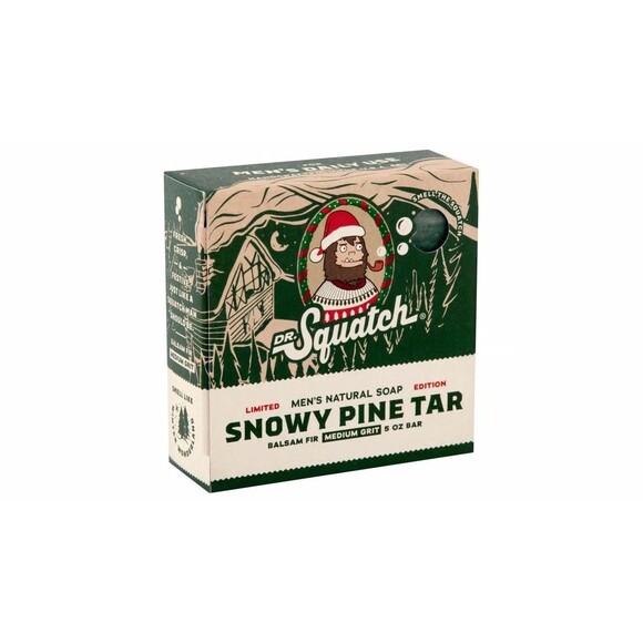 Dr. Squatch Snowy Pine Tar Men's Soap Limited Edition 5oz Balsam Fir Medium Grit - Picture 2 of 3